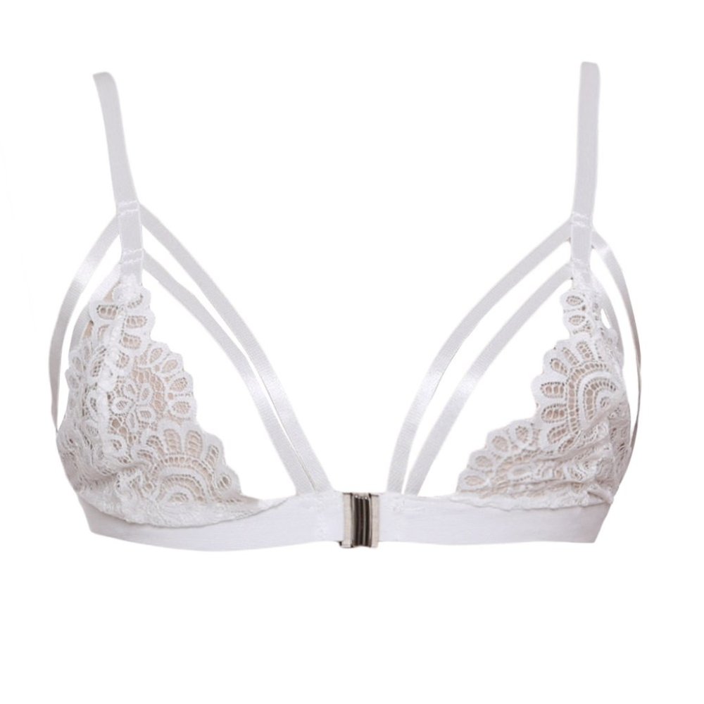 Sexy Floral Lace Cage Bralette White - Picture 10 of 15